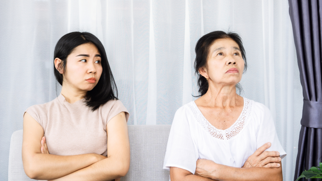 young woman angry with her mother