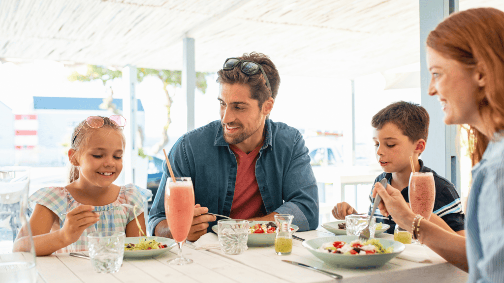Family enjoying outdoor dining