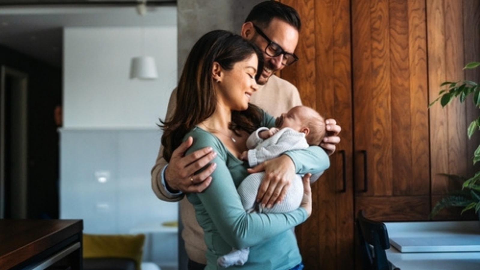 Parents with newborn baby