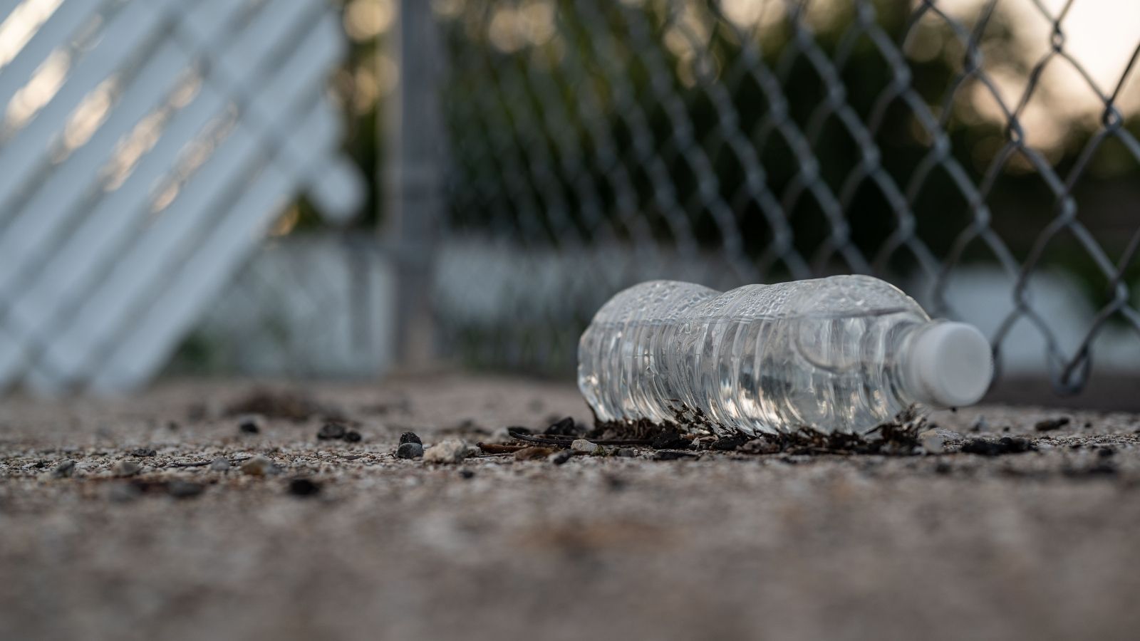 An empty plastic bottle lying on the street