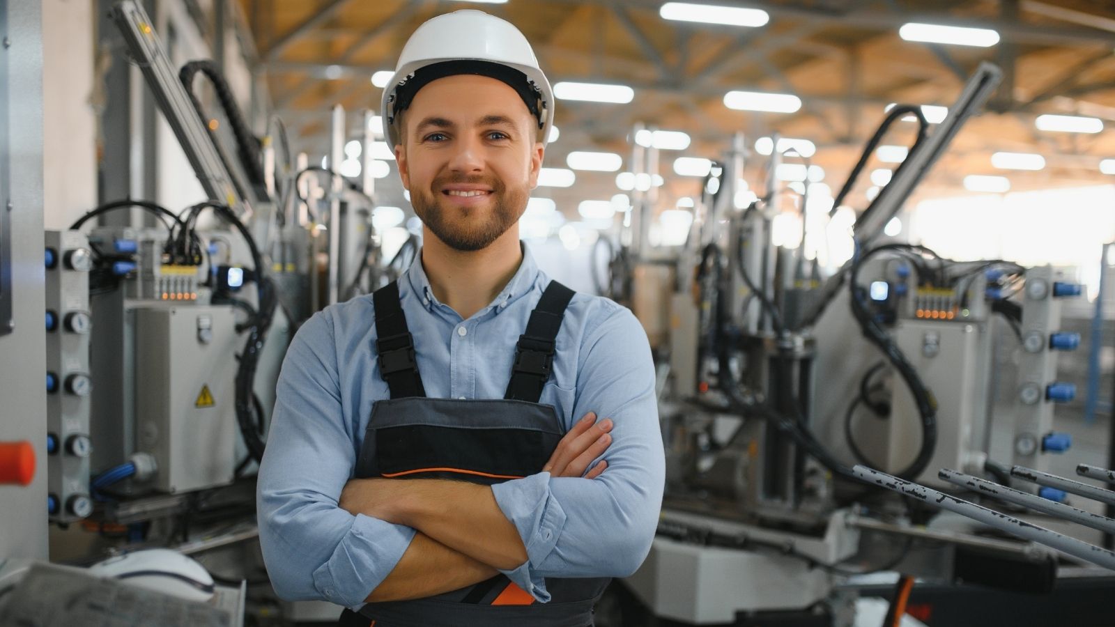 Management Cut Assembly Line Maintenance to Save $50k—Only to Cause $500k in Catastrophic Bottlenecks smiling factory worker with his arms crossed