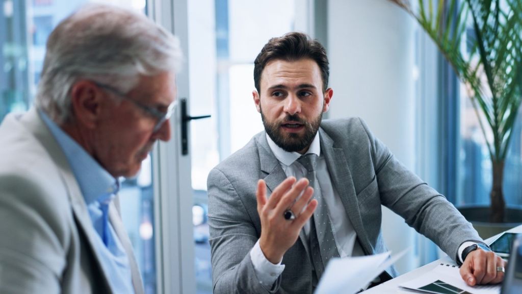 employee talking to boss