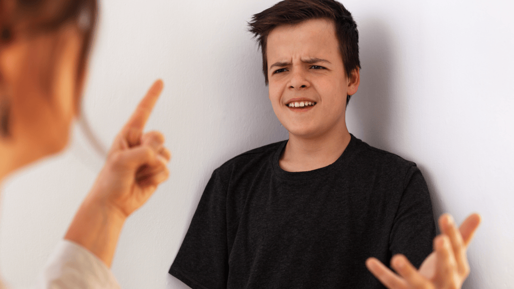 Woman angry at teen boy