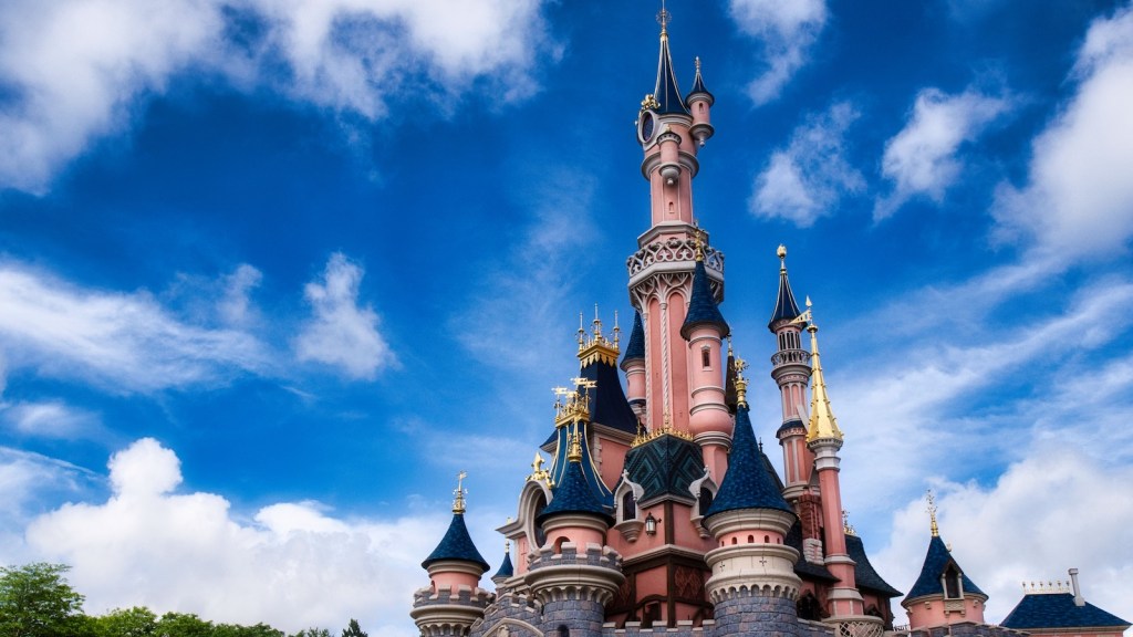 disneyland castle with blue sky