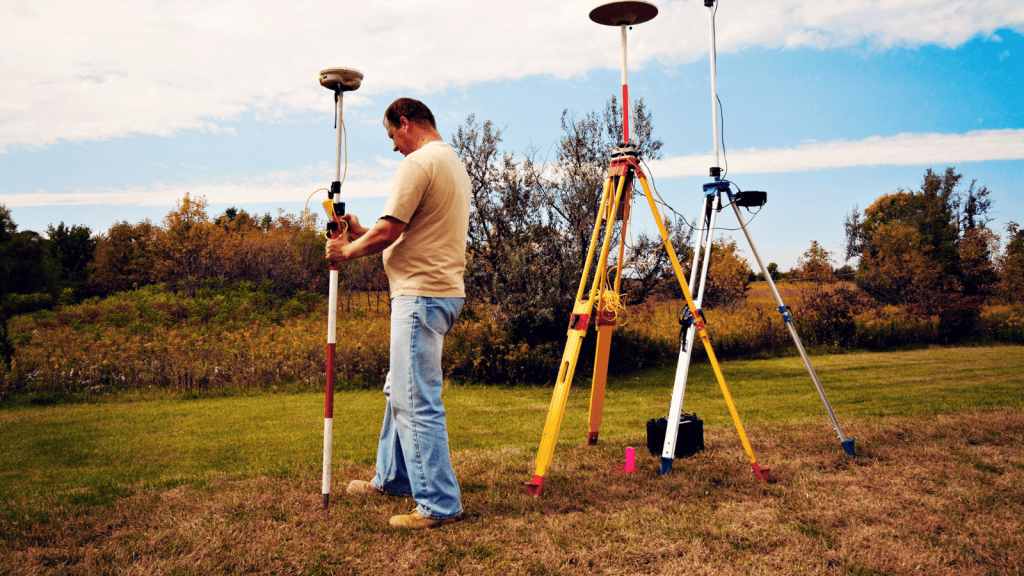 One Ongoing Feud Between Neighbors Reached A Turning Point When Both Sides Agreed To Have The Property Line Professionally Determined man doing land surveying