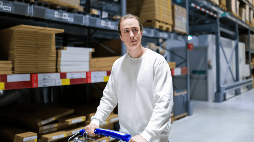 Shopper Was Quietly Browsing When A Stranger Mistook Him For Staff, So He Finally Asked What Made The Man Think He Worked There man shopping at large warehouse store
