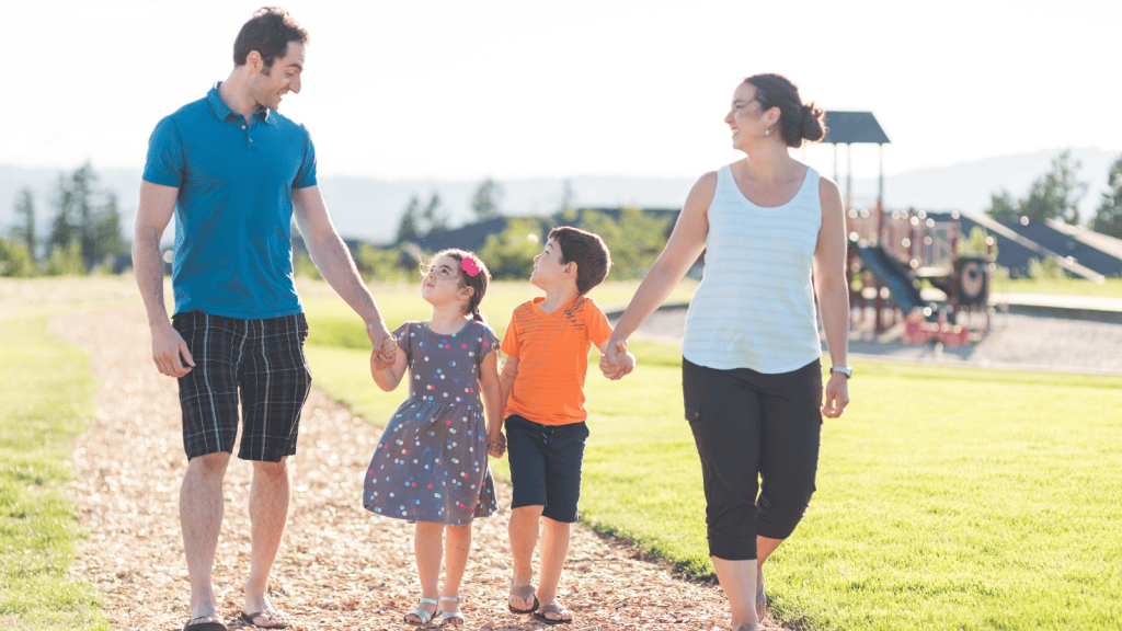 Mother Says Her Ex Only Takes The Kids When It Works For Him, Leaving Her To Question Whether Their Parenting Arrangement Is Really Fair mom and dad walking outside with their children