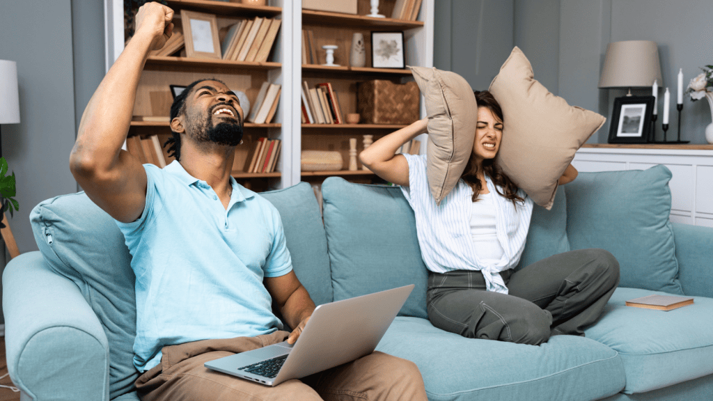 They Knew Kids Lived Upstairs Before Moving In, But The Constant Noise Has Them Second Guessing Their Whole Apartment Choice person yelling at the ceiling