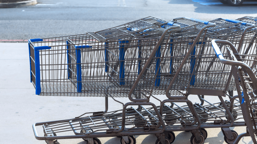 shopping carts in parking lot